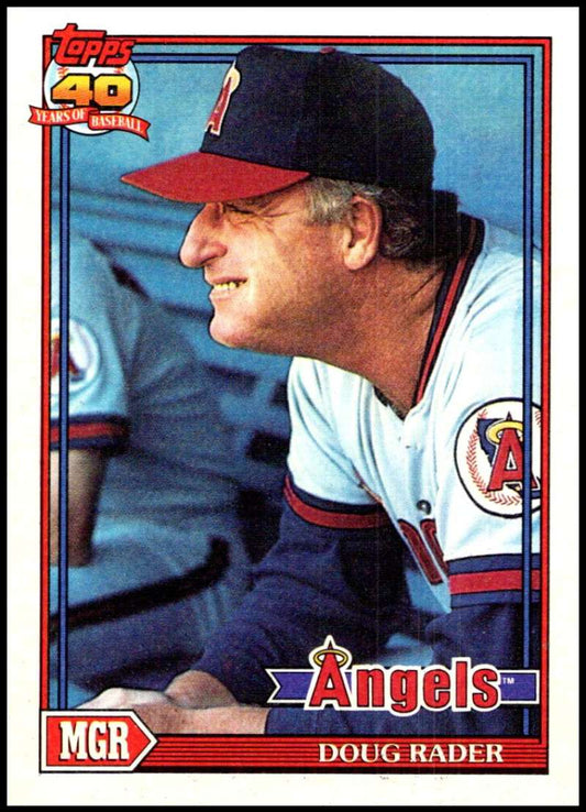 Doug Rader California Angels manager in dugout on 1991 Topps baseball card