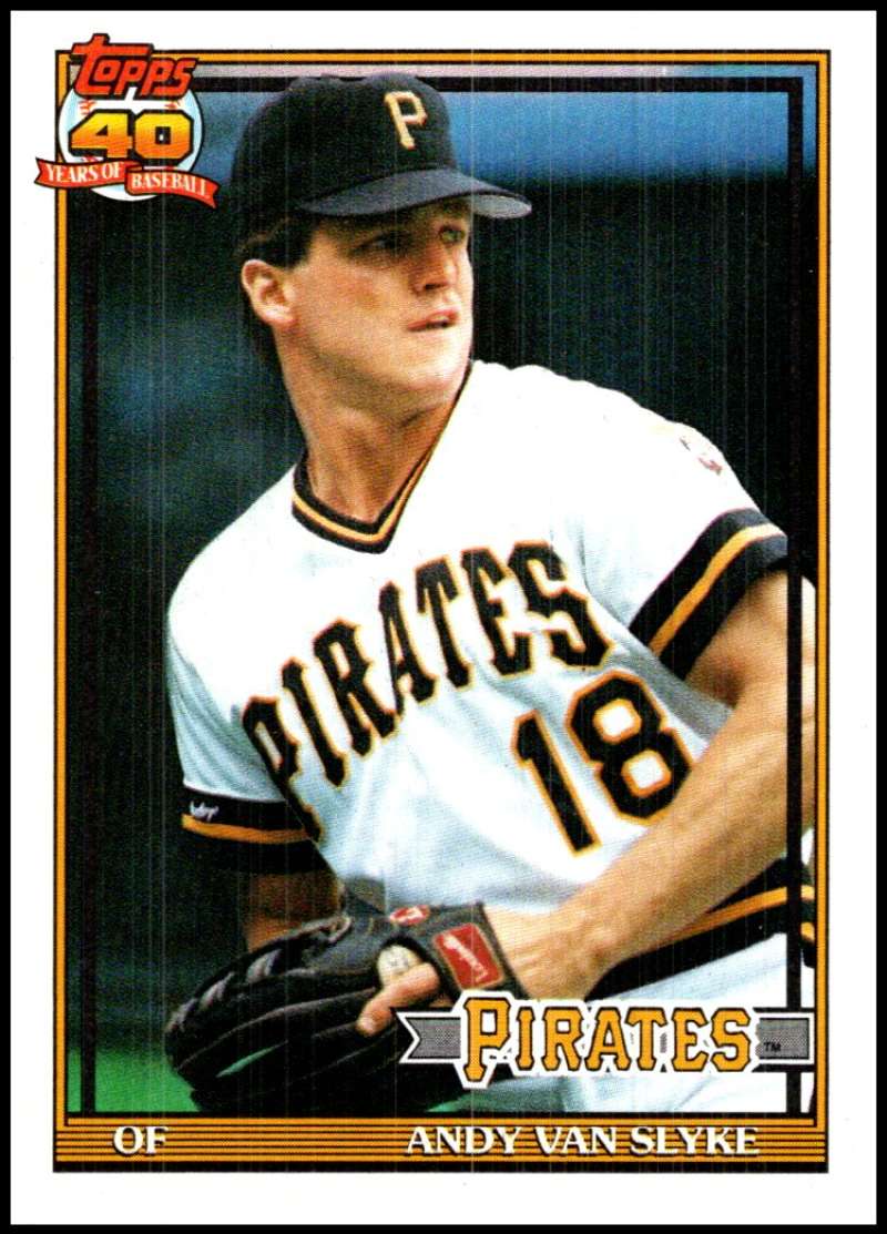 1991 Topps #425 Andy Van Slyke baseball card featuring Pittsburgh Pirates player in uniform