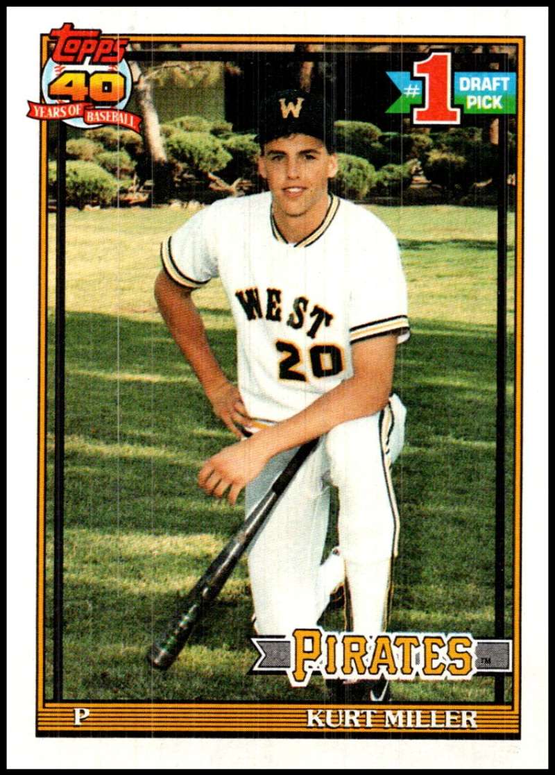 Kurt Miller 1991 Topps #491 Baseball Card featuring Pittsburgh Pirates home uniform