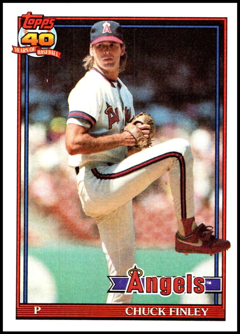 Chuck Finley baseball card showcasing California Angels pitcher in windup motion