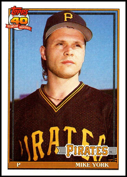 Mike York Pittsburgh Pirates baseball card in brown uniform with yellow lettering