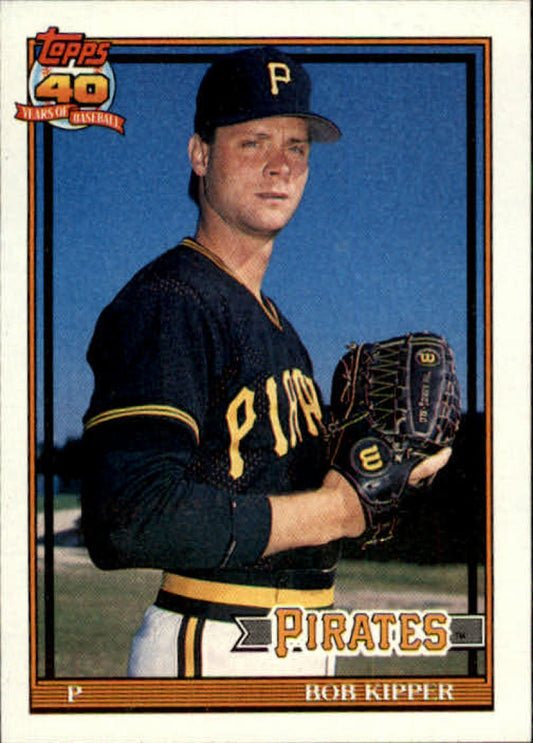 Bob Kipper Pittsburgh Pirates pitcher baseball card in black uniform with glove