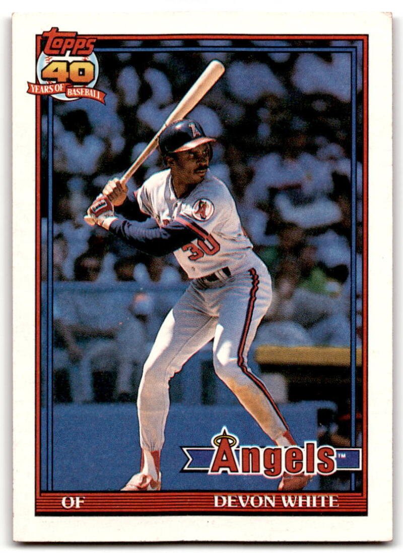 California Angels Baseball card of Devon White at bat in white uniform