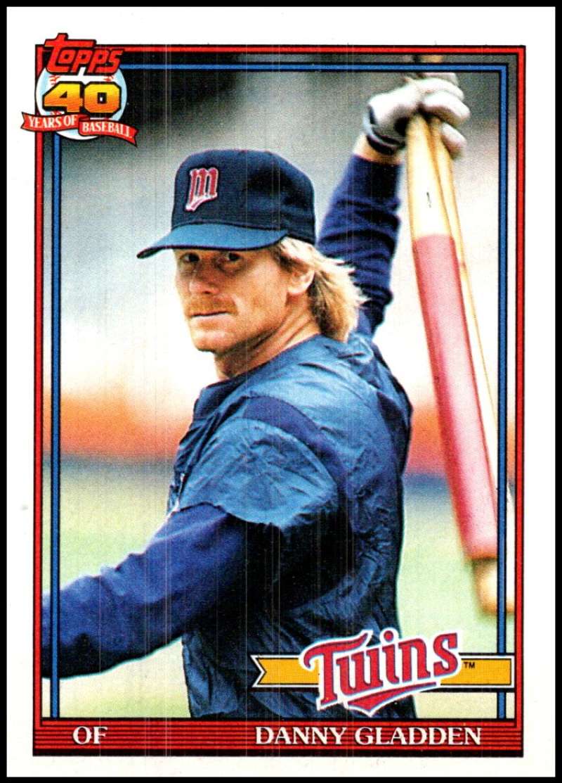 1991 Topps Dan Gladden baseball card featuring Minnesota Twins player in blue uniform