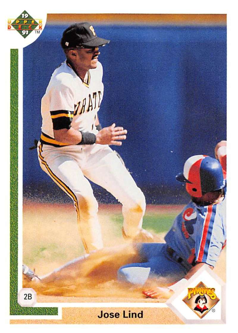 Jose Lind slides into second base in a dynamic Pittsburgh Pirates baseball action shot