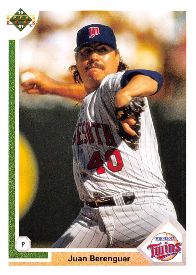 Baseball pitcher Juan Berenguer in Minnesota Twins uniform on Upper Deck card