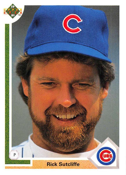 Smiling Rick Sutcliffe in Chicago Cubs cap on 1991 Upper Deck baseball card