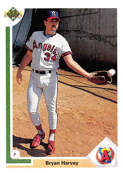 Bryan Harvey warming up in the bullpen for the California Angels baseball card