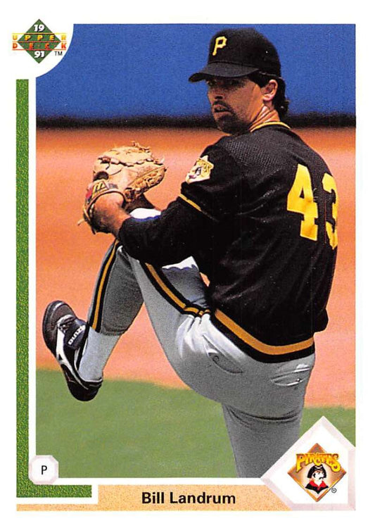 Pittsburgh Pirates pitcher Bill Landrum in action on 1991 Upper Deck baseball card