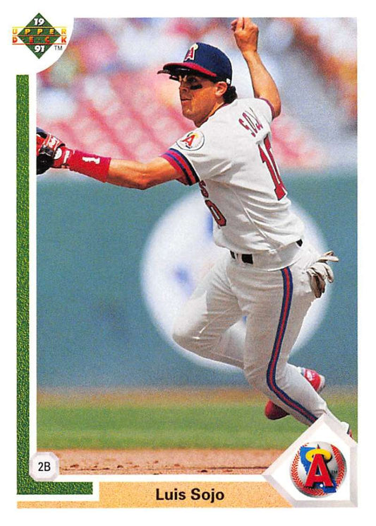 Luis Sojo running on the field in a California Angels uniform for Upper Deck card