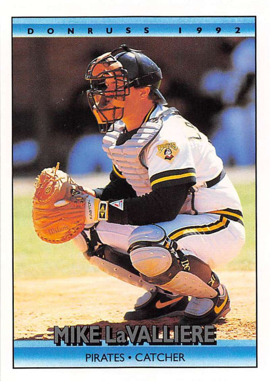 Baseball catcher Mike LaValliere in Pittsburgh Pirates uniform ready to play