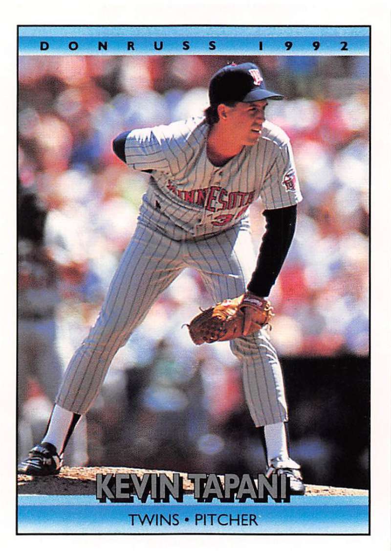 Minnesota Twins Kevin Tapani pitching on a 1992 Donruss baseball card