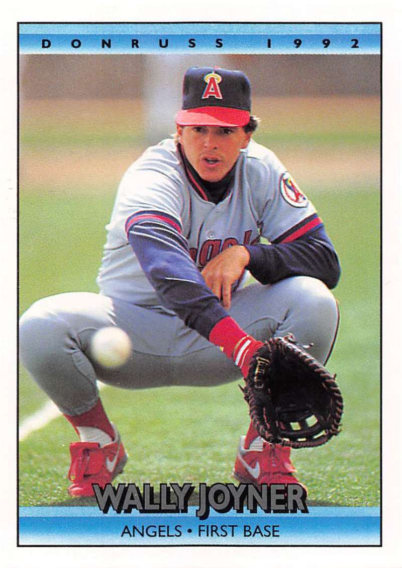 Wally Joyner in California Angels uniform fielding a ground ball, highlighting baseball history