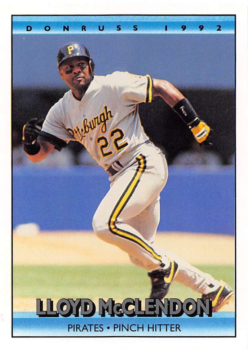 1992 Donruss #338 Lloyd McClendon running on field in Pittsburgh Pirates baseball uniform