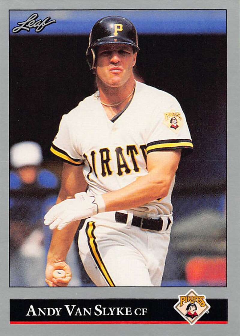 1992 Leaf Andy Van Slyke Baseball Card featuring Pittsburgh Pirates player in uniform