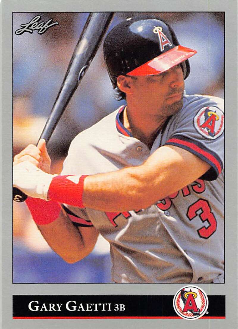 Gary Gaetti in batting stance on 1992 Leaf California Angels Baseball Card