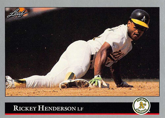 Baseball player sliding into base in Oakland Athletics uniform on Junior Felix card