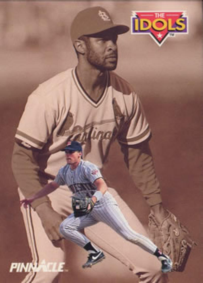 Baseball card featuring Ozzie Smith and Chuck Knoblauch in double exposure effect