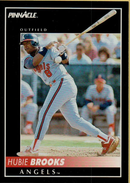 Hubie Brooks at bat in white uniform on 1992 California Angels Baseball Card