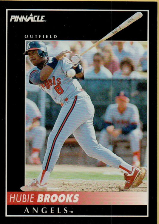 Hubie Brooks at bat in white uniform on 1992 California Angels Baseball Card