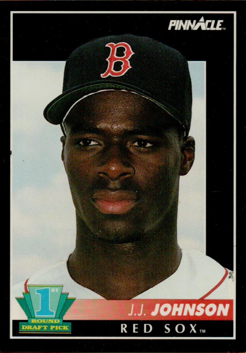 1992 Pinnacle #577 J.J. Johnson EX RC Rookie Boston Red Sox Baseball Card with black cap