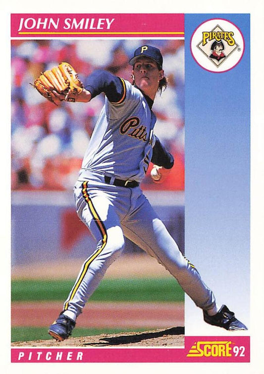 Pittsburgh Pirates baseball card featuring John Smiley pitching from the 1992 Score set