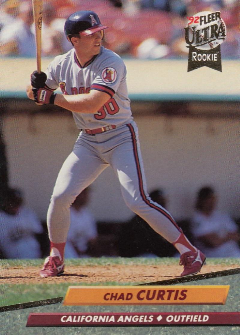 1993 Fleer Ultra Chad Curtis California Angels baseball card featuring outfielder at bat