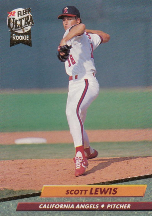 1992 Fleer Ultra #328 Scott Lewis NM-MT California Angels Baseball Card Image 1