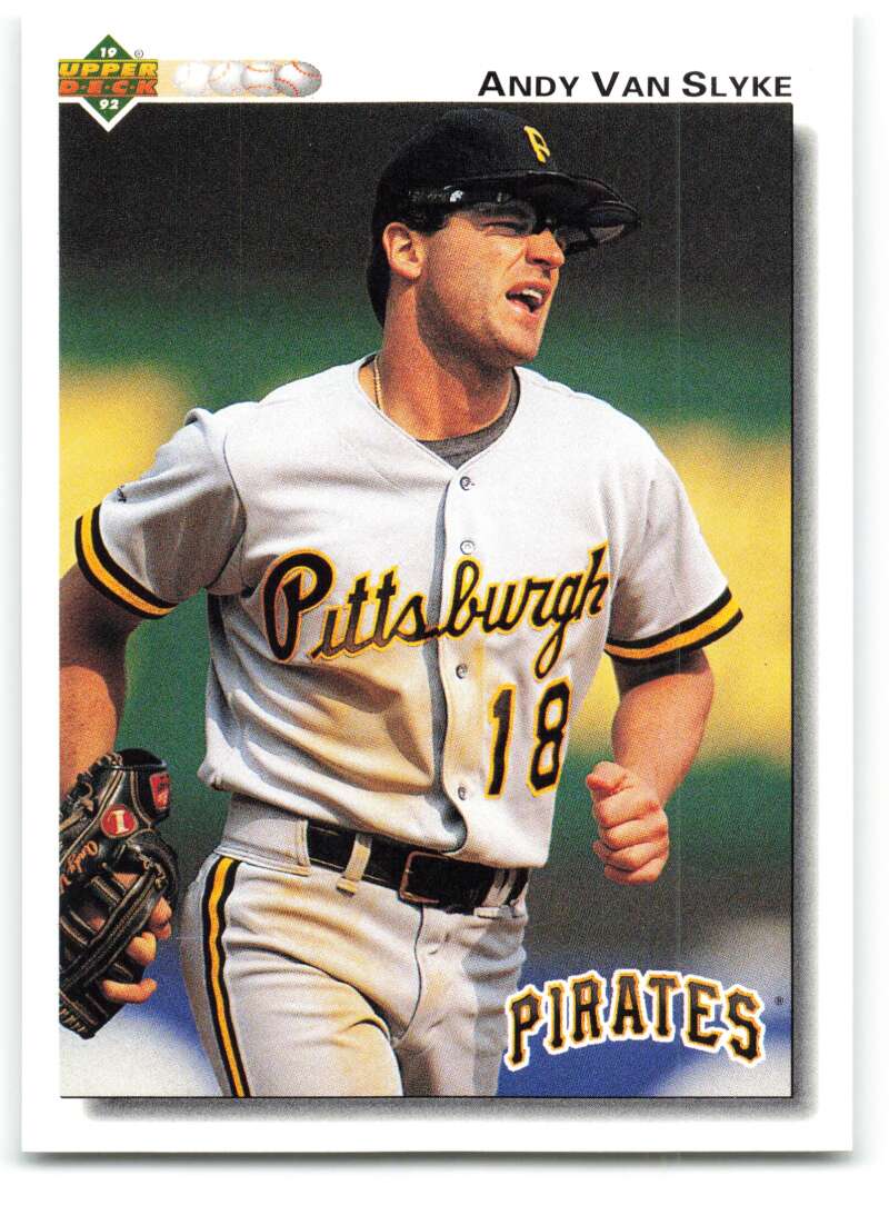 Andy Van Slyke Pittsburgh Pirates baseball card in white uniform number 18