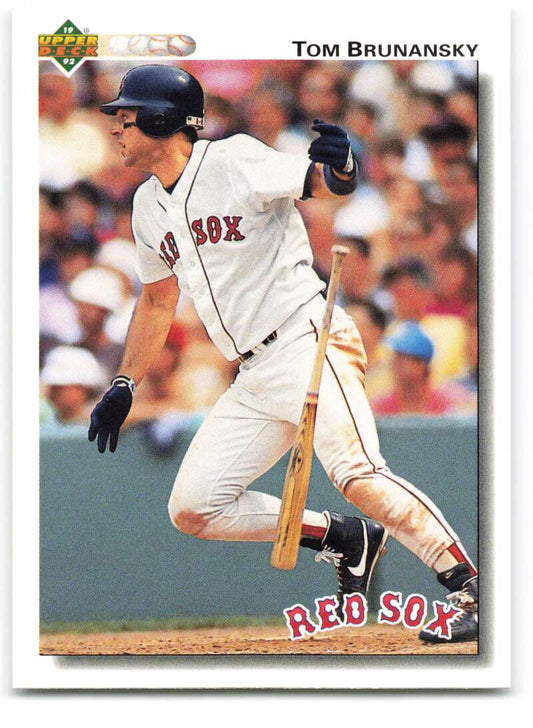 Tom Brunansky swinging a bat in 1992 Upper Deck Boston Red Sox uniform