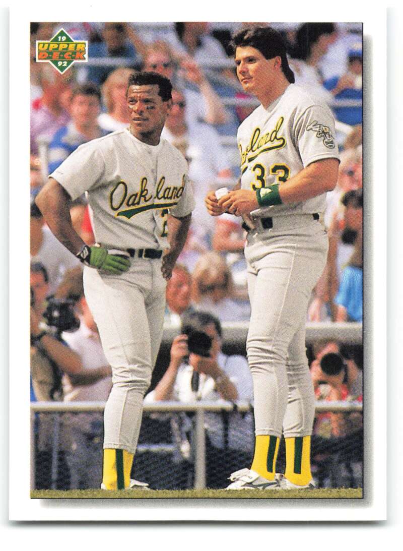 1992 Upper Deck #640 Rickey Henderson/Jose Canseco CL NM-MT Oakland Athletics Baseball Card Image 1