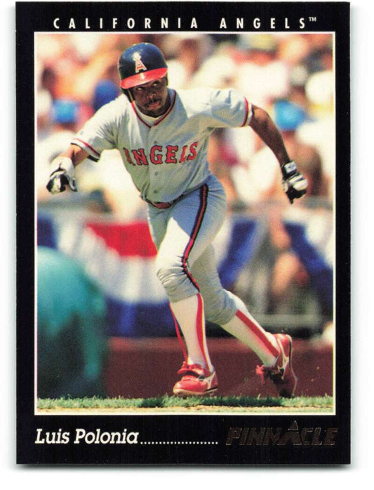 Luis Polonia in California Angels uniform running on field for baseball card art