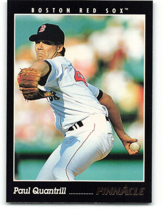 Boston Red Sox player Paul Quantrill mid-pitch on 1993 Pinnacle #175 baseball card