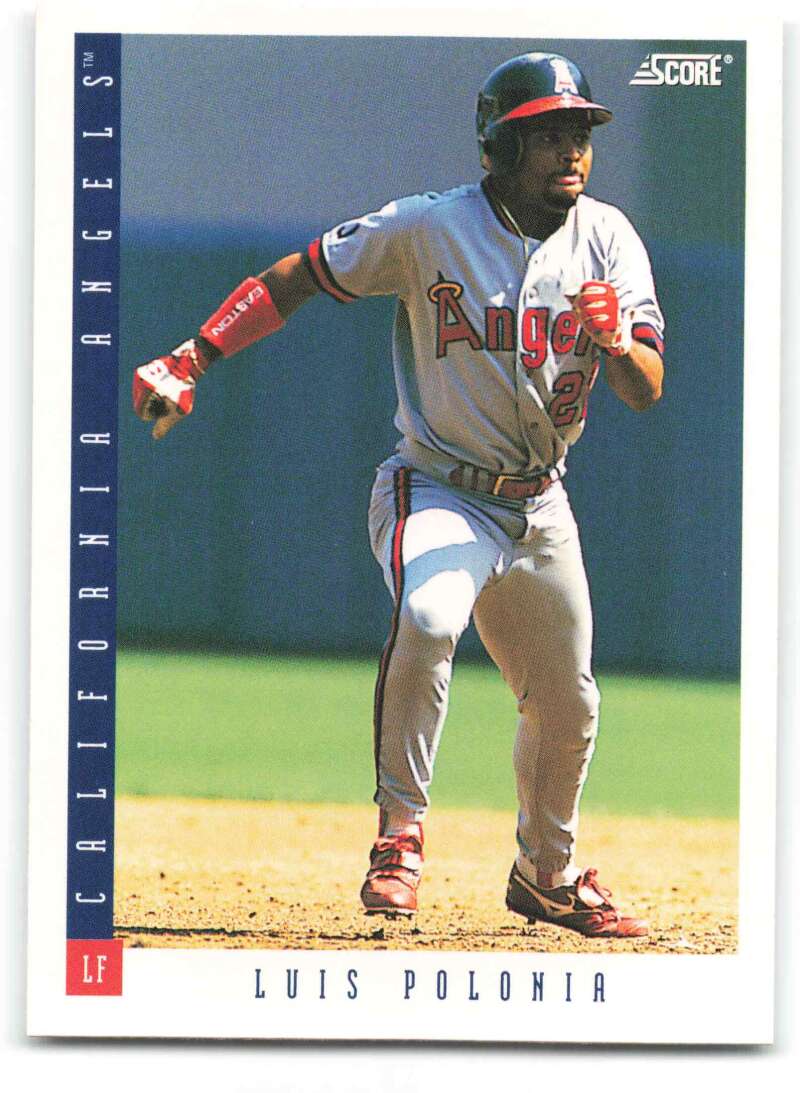 1993 Score #39 Luis Polonia California Angels Baseball Card featuring player on field