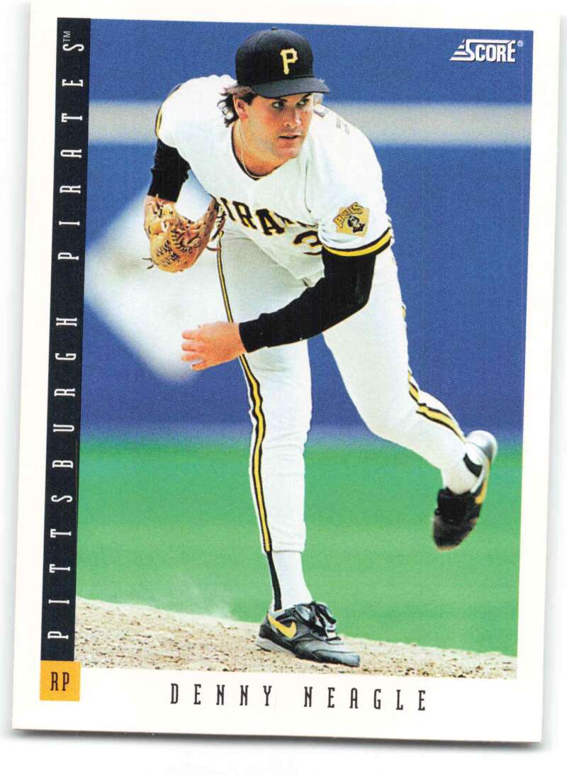 Baseball card of Denny Neagle in delivery for Pittsburgh Pirates home uniform