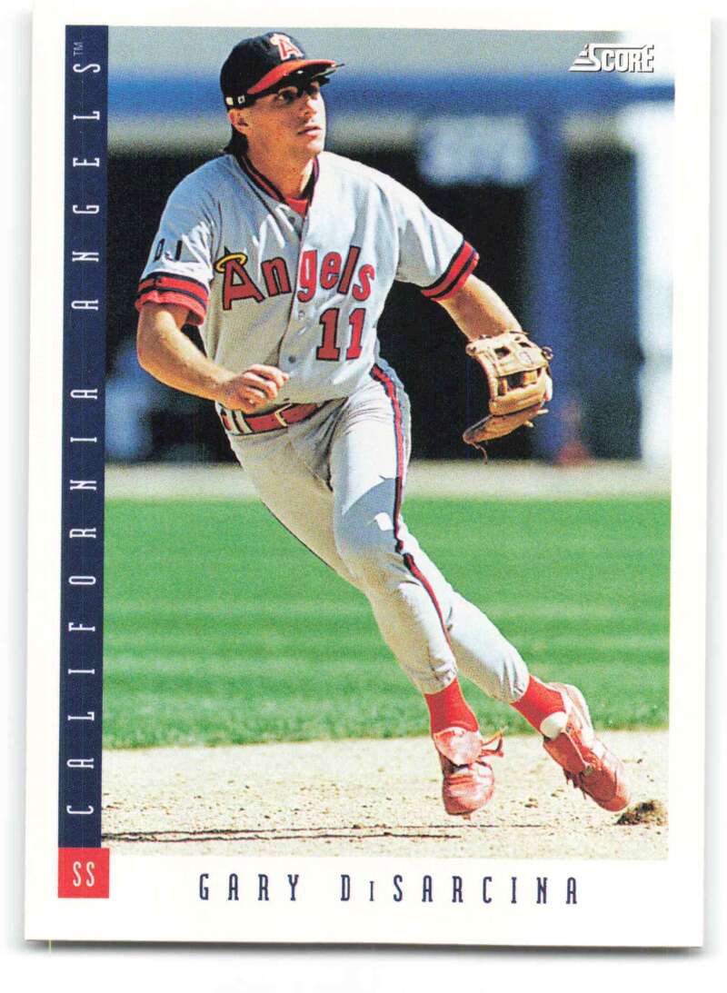 Baseball card of Gary DiSarcina in #11 White Uniform for California Angels