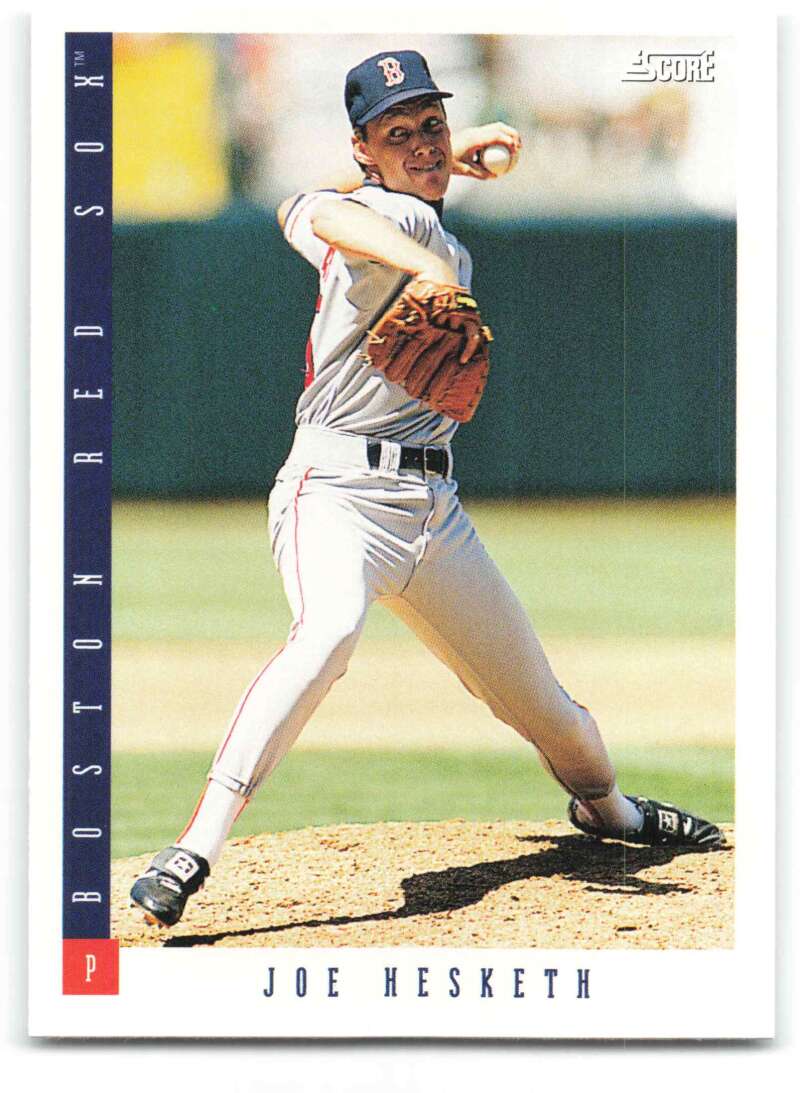 Baseball card of Joe Hesketh pitching in a Detroit Tigers uniform for Red Sox fans