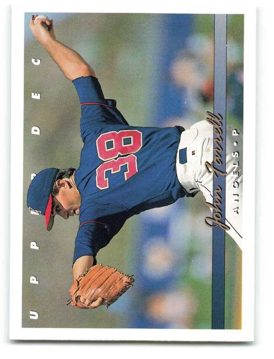 John Farrell in navy uniform 38 pitching for California Angels baseball card