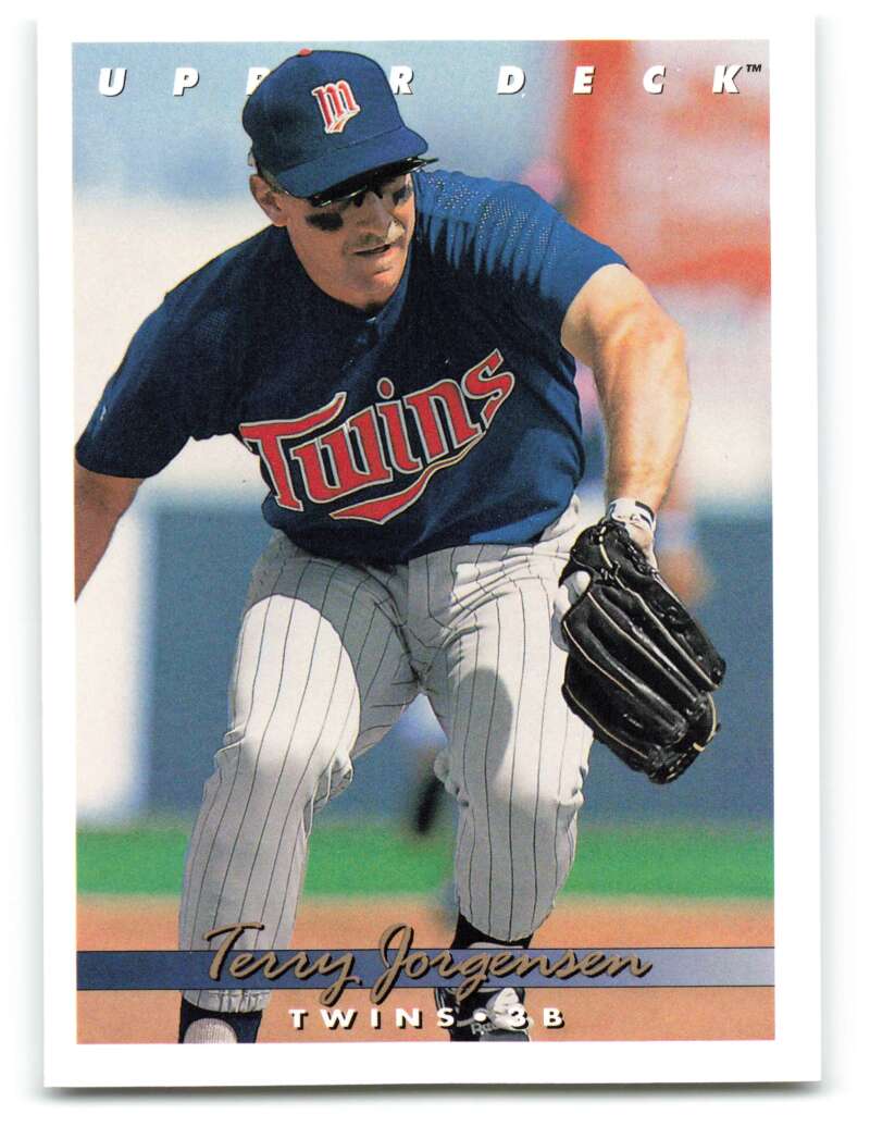 Terry Jorgensen Minnesota Twins baseball card showing player in fielding stance