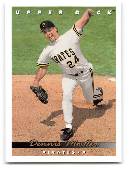 Dennis Moeller pitching in Pittsburgh Pirates jersey number 24 on 1993 Upper Deck card