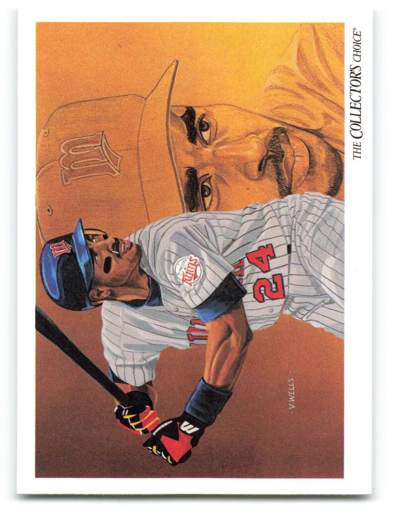 Baseball card artwork of Shane Mack sliding into base for the Minnesota Twins