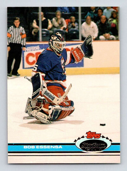 1991-92 Topps Stadium Club #152 Bob Essensa NM-MT Winnipeg Jets Hockey Card Image 1