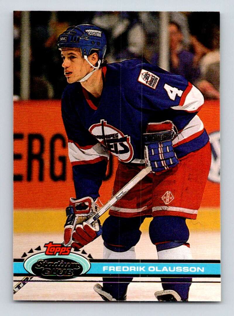 1991-92 Topps Stadium Club #185 Fredrik Olausson NM-MT Winnipeg Jets Hockey Card Image 1