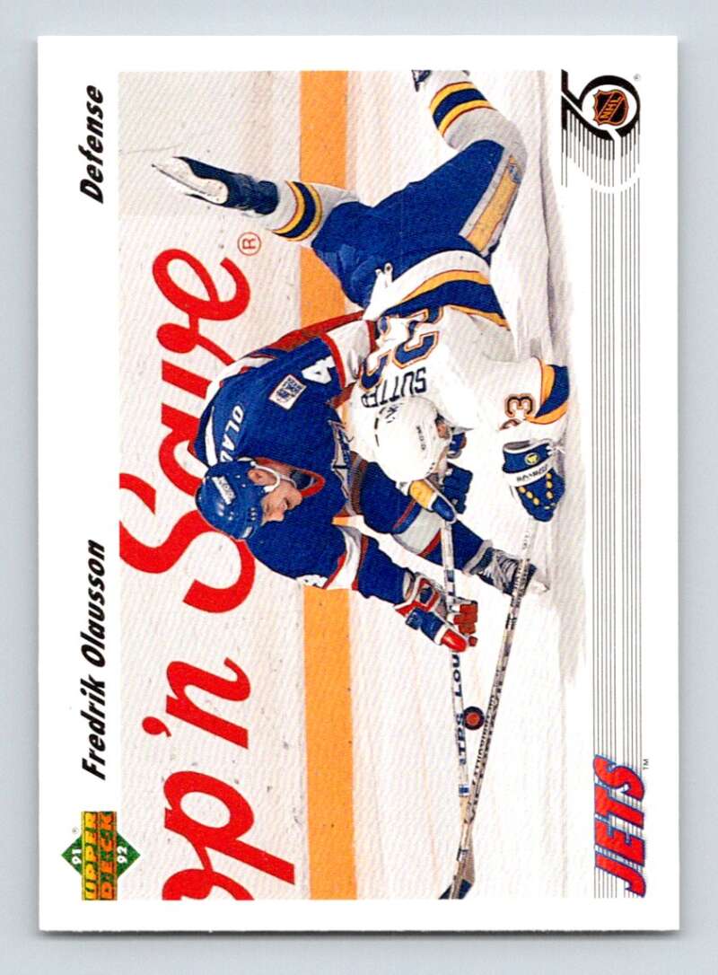 1991-92 Upper Deck #383 Fredrik Olausson NM-MT Winnipeg Jets Hockey Card Image 1