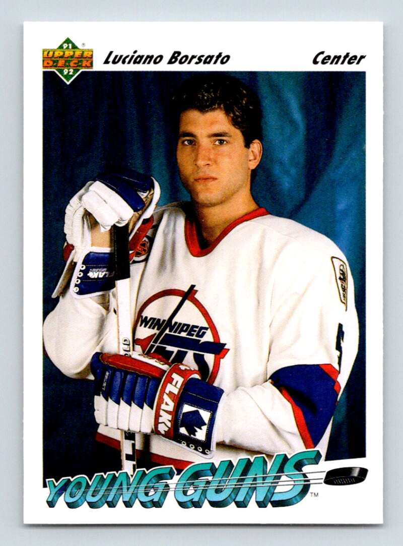 1991-92 Upper Deck #599 Luciano Borsato NM-MT RC Rookie Winnipeg Jets Hockey Card Image 1