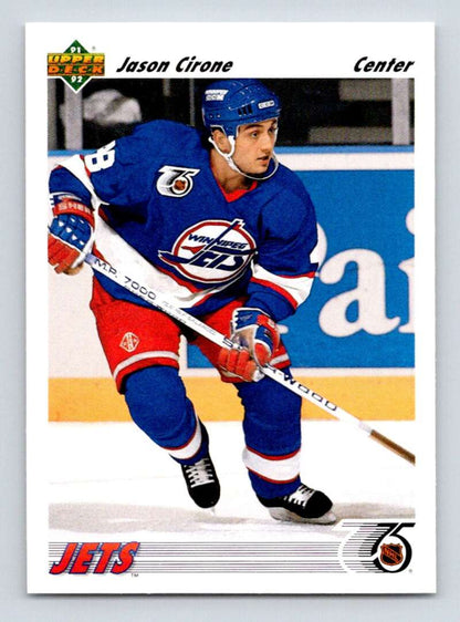 1991-92 Upper Deck #605 Jason Cirone NM-MT RC Rookie Winnipeg Jets Hockey Card Image 1