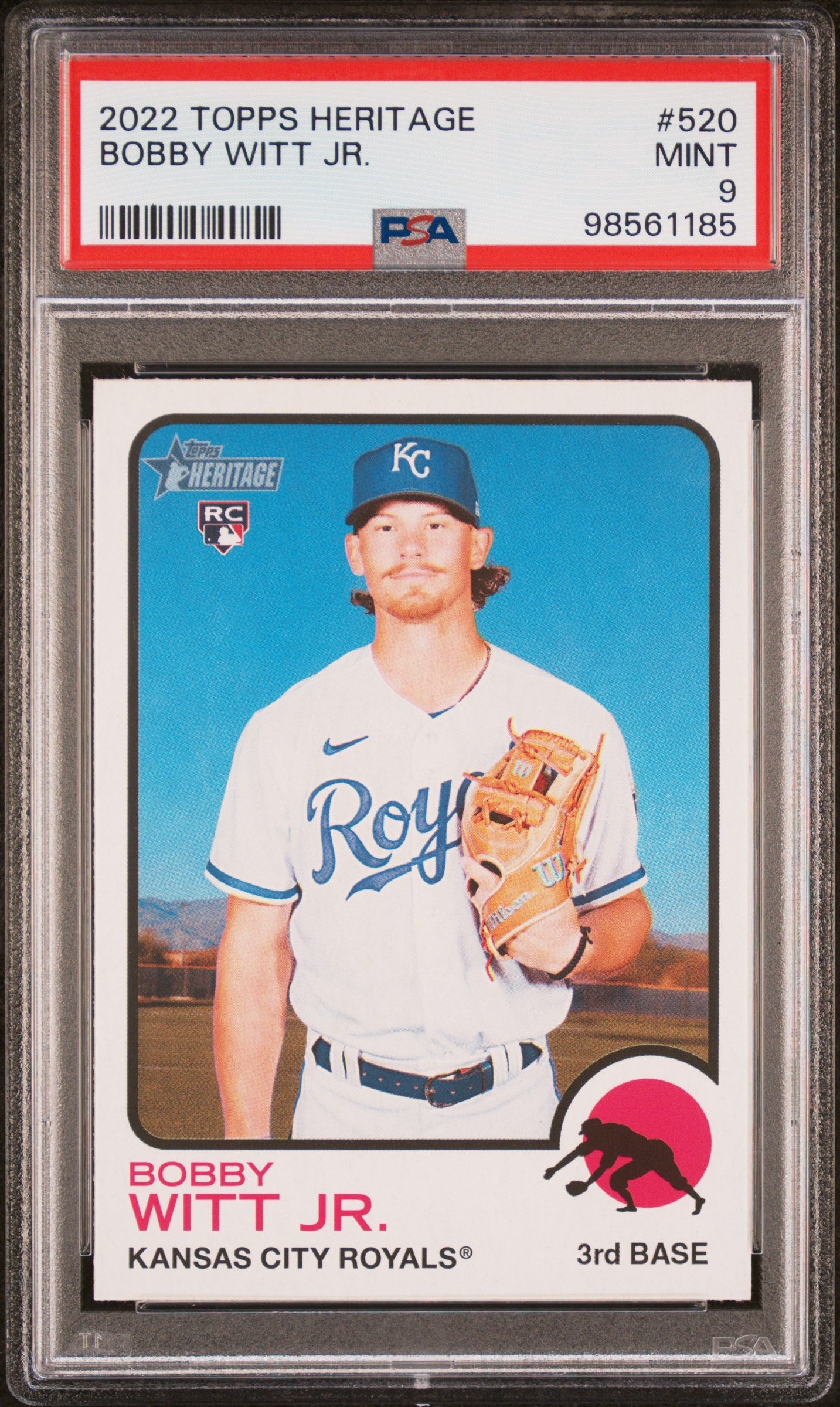 BOBBY WITT JR. 2022 Topps Heritage RC Rookie #520 PSA 9 MINT - ROYALS