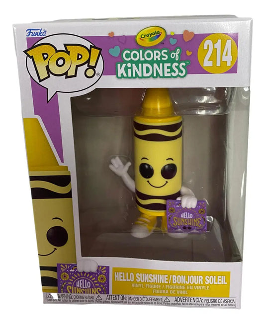 Funko Pop Hello Sunshine Crayon figurine from Colors of Kindness series, a vibrant sunshine crayon