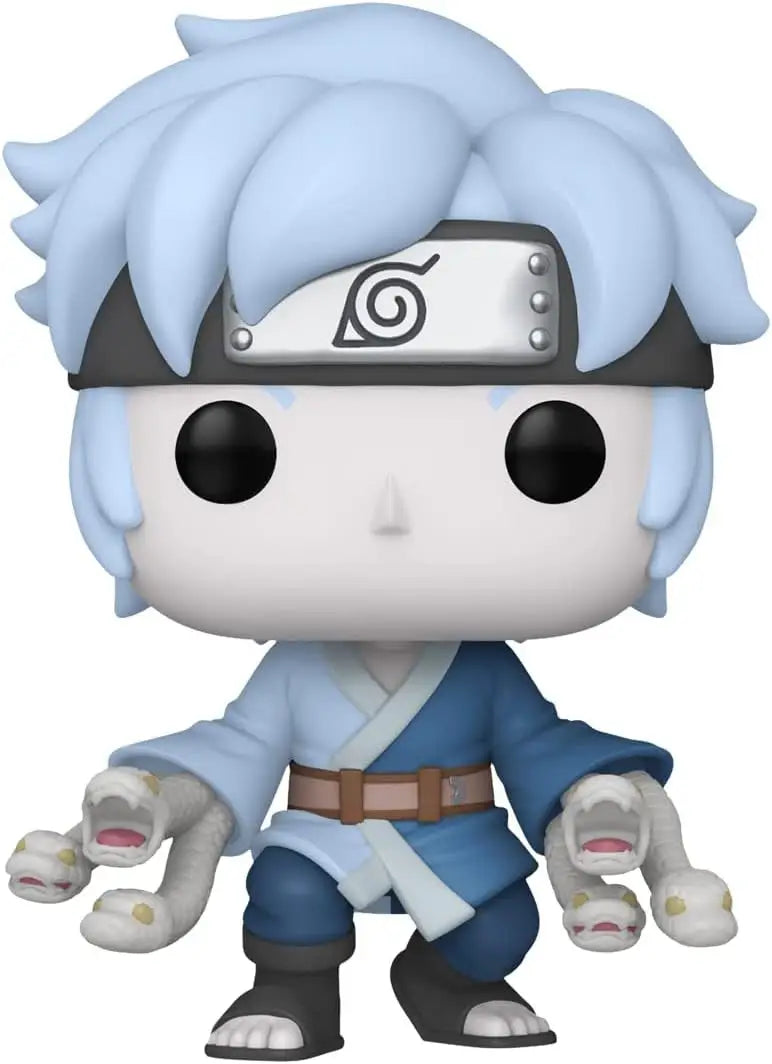 Stylized Funko POP! Mitsuki figurine from Boruto Naruto with blue hair and ninja headband