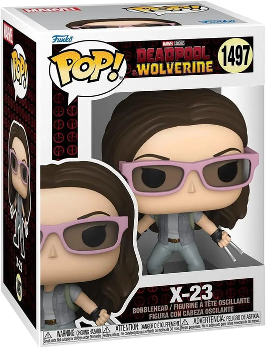 Funko Pop Marvel X-23 #1497 from Deadpool & Wolverine in sunglasses and gray outfit